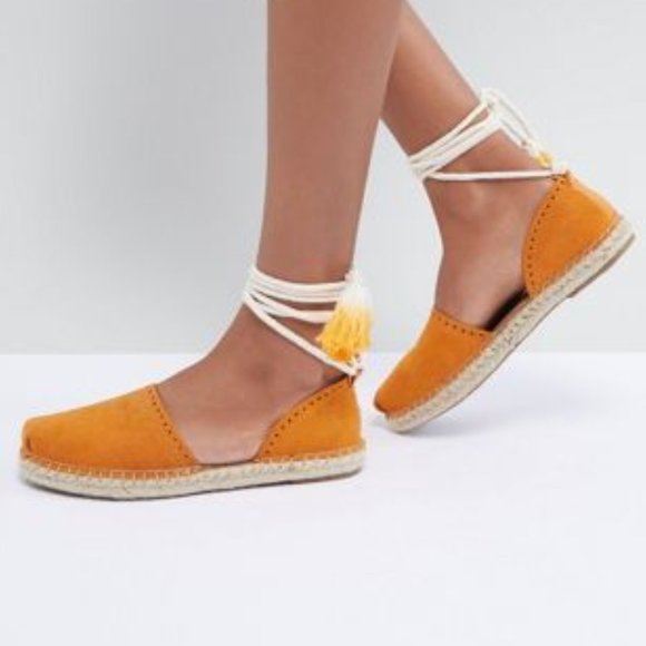 Toms Shoes - TOMS Katalina Saffron Suede Tie Up Espadrilles NWT